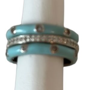 LIMLIM 3 stackable rings [2 ceramic and 1 silver crystals]